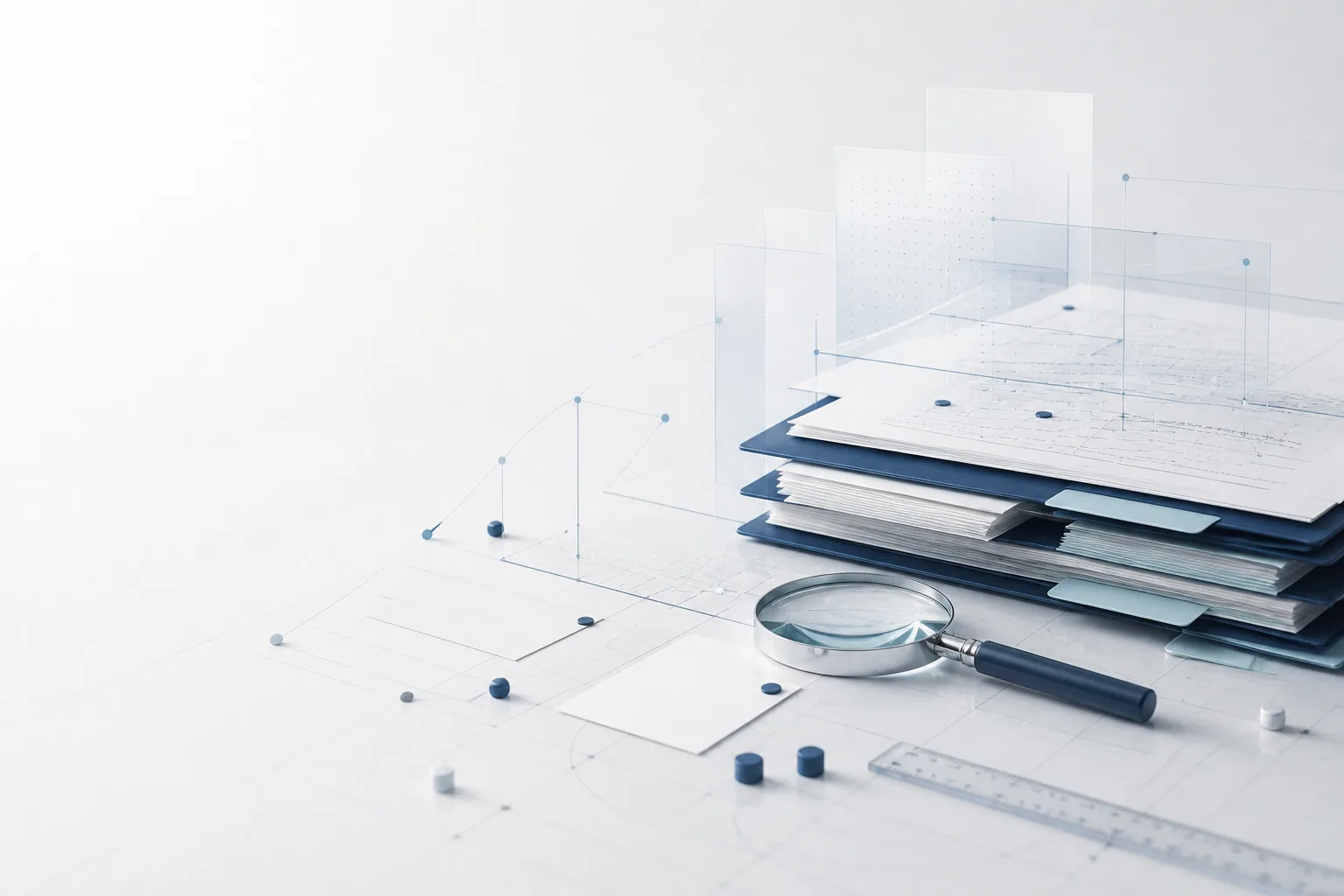 Mesa de trabalho com documentos jurídicos e elementos digitais em composição clara