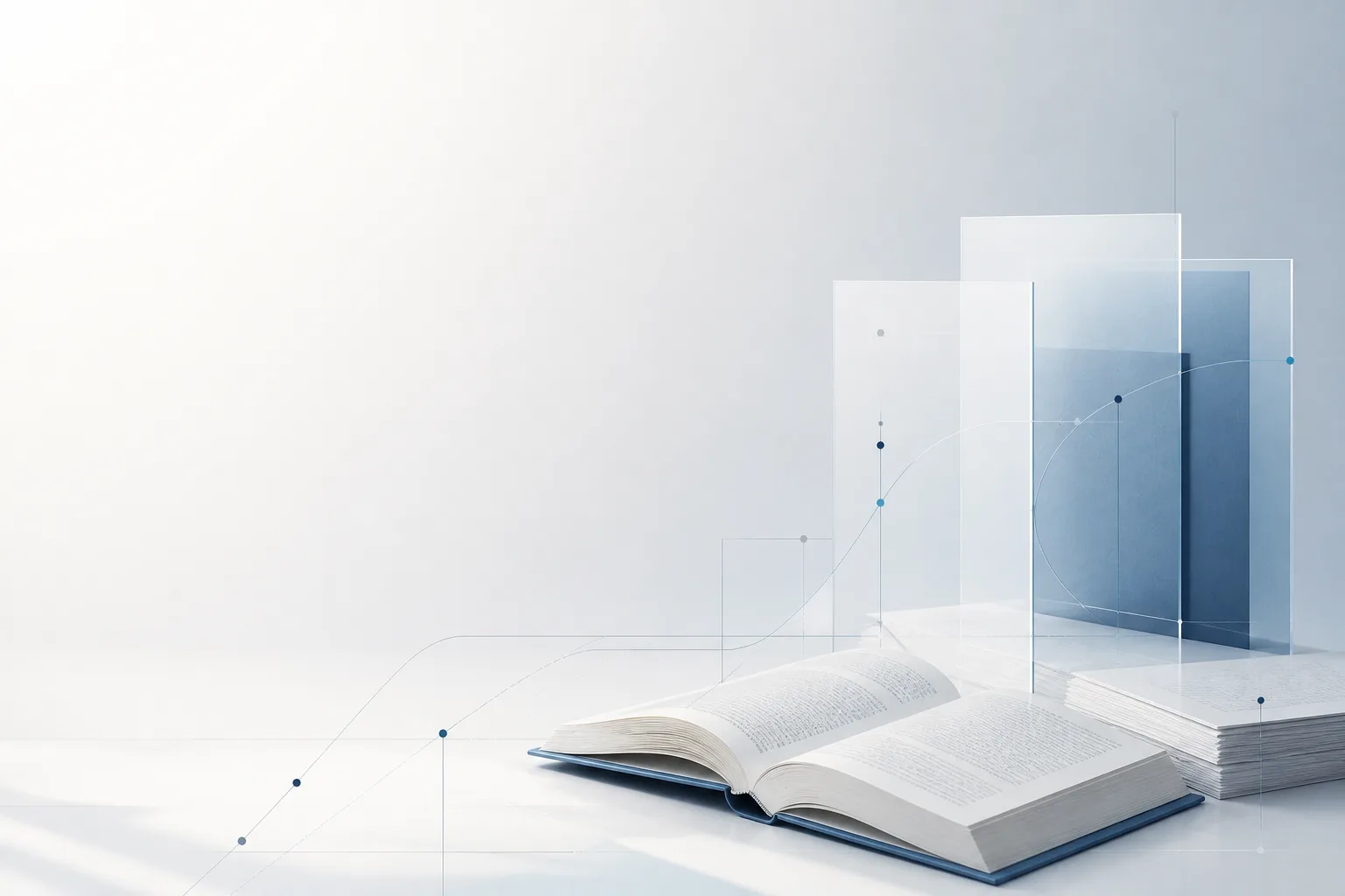 Composição abstrata com documentos e linhas de análise