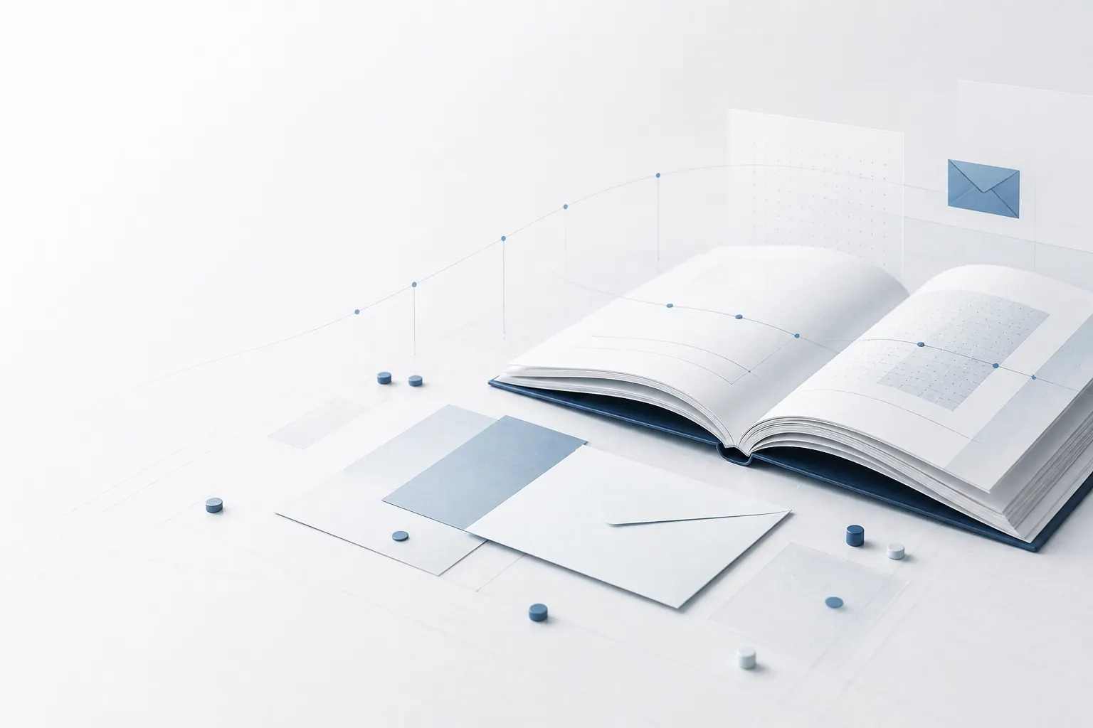 Caderno aberto com anotações e materiais de leitura