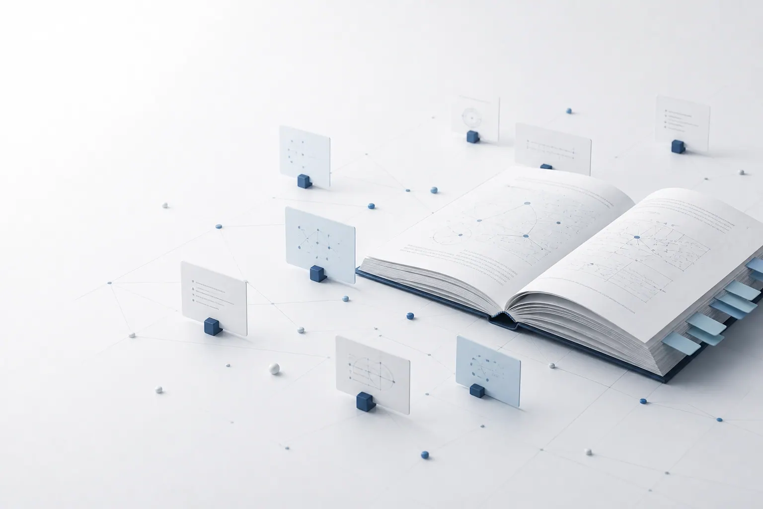 Livro de referência e cartões de termos tecnológicos